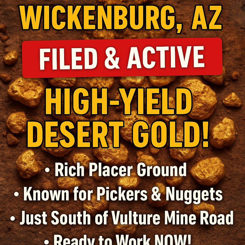 High Yield Desert Gold Claim -Wickenburg AZ Pricedless than 1 1/2 ozs of GOLD